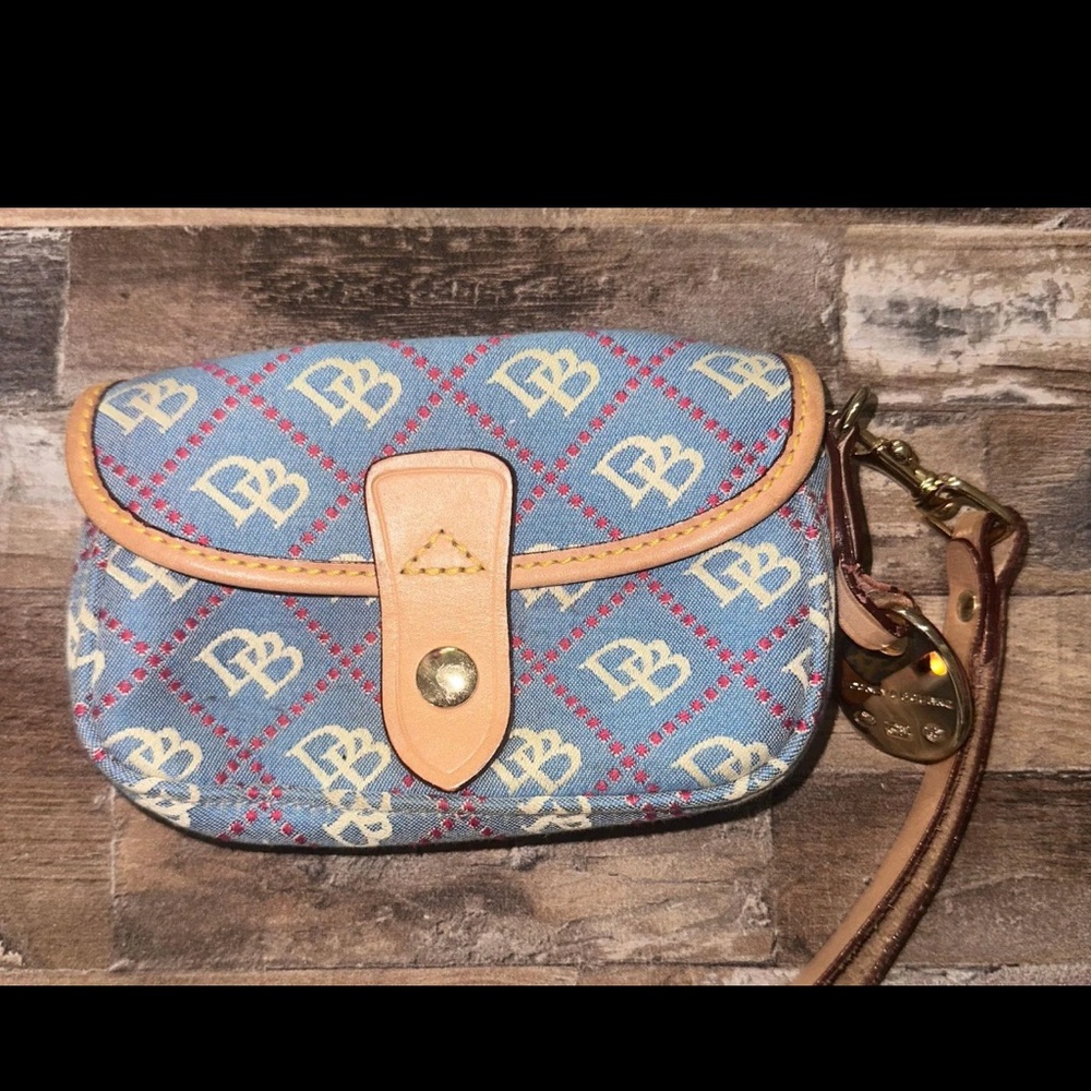 Dooney & Bourke Blue and Tan Wristlets Bag